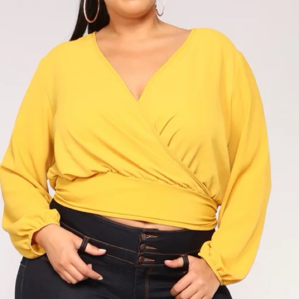 New Mustard Yellow Wrap Blouse